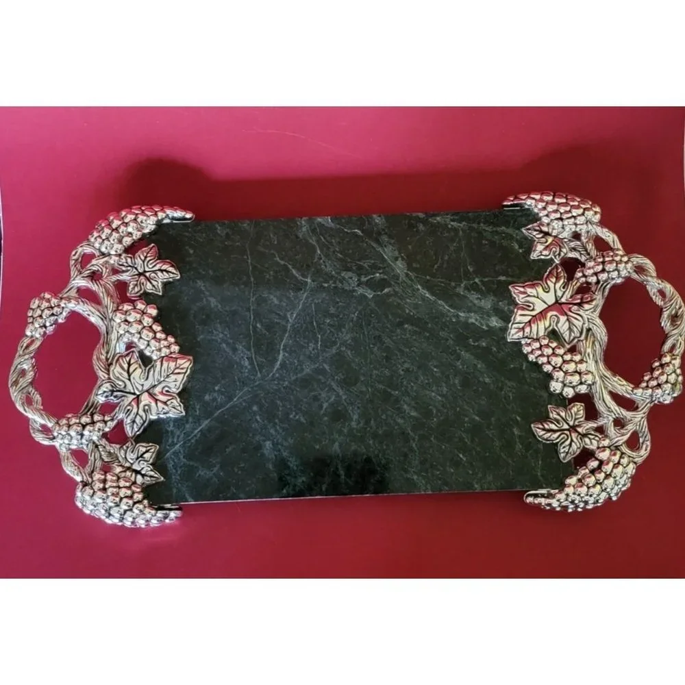 Vintage Godinger Silver Art Co Ltd Marble Slab Tray